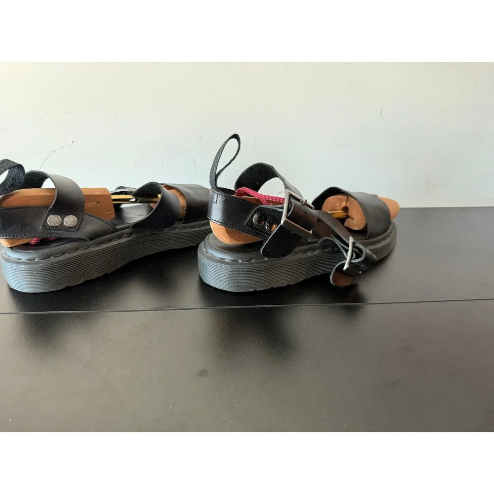 Dr. Martens Gryphon CK11 Black Leather Gladiator Buckle Sandals 7M 8W